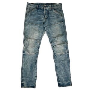 G-Star Raw Jeans Men's 32x32 Blue Denim Pants 5620 3D Slim Zip Knee Stretch